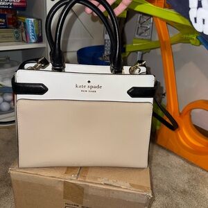 Kate Spade Staci Medium Black and Cream Satchel